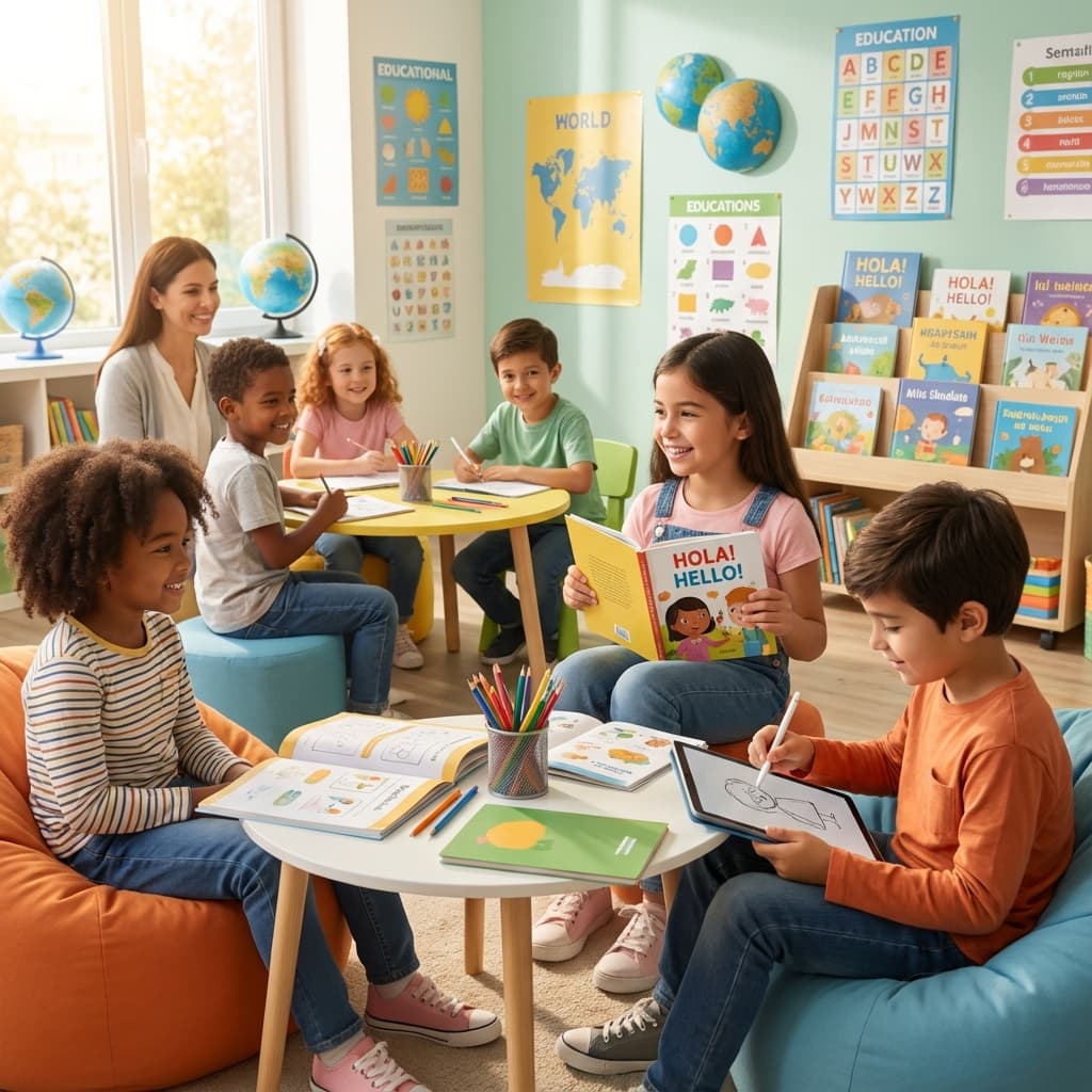 Дети на занятии в школе иностранных языков Юань Фэнь в Москве